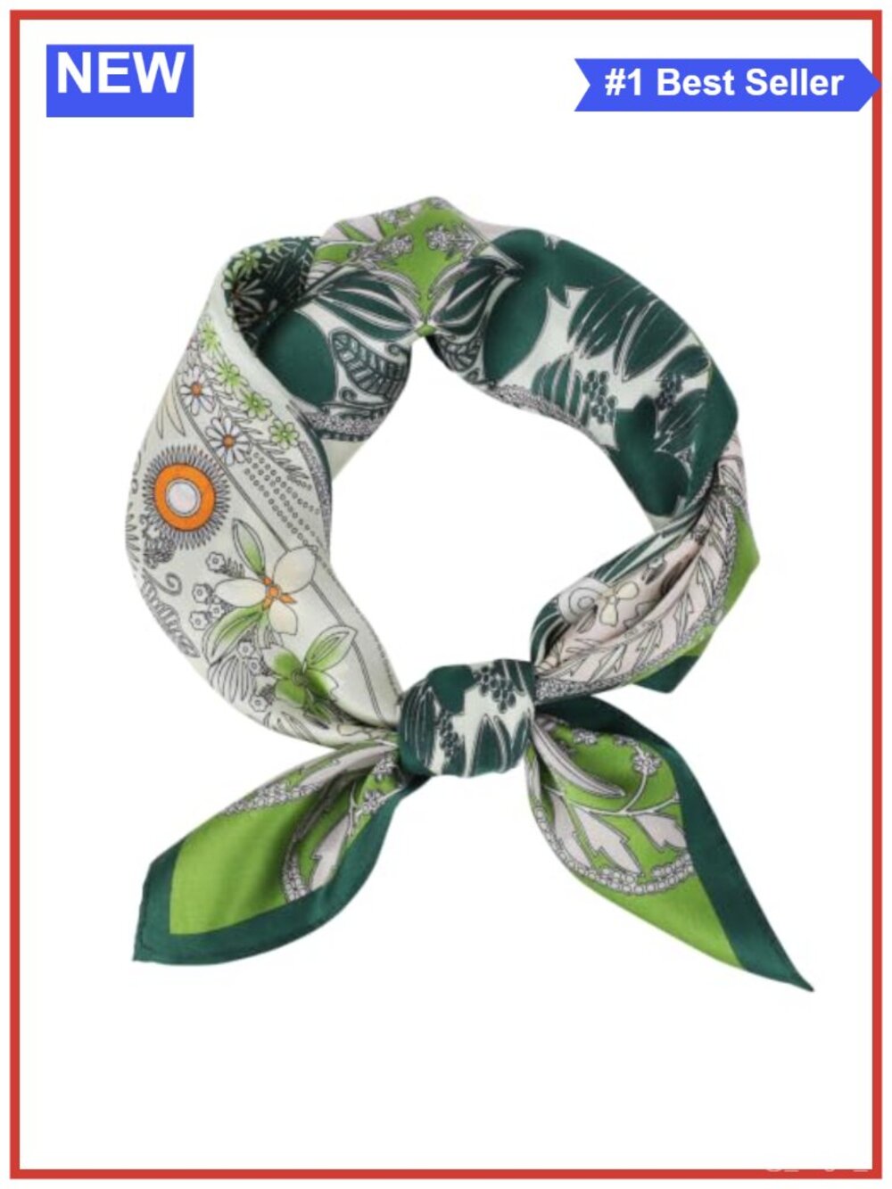 100% Mulberry Silk Scarf 21x21 Small Square Floral Neckerchief